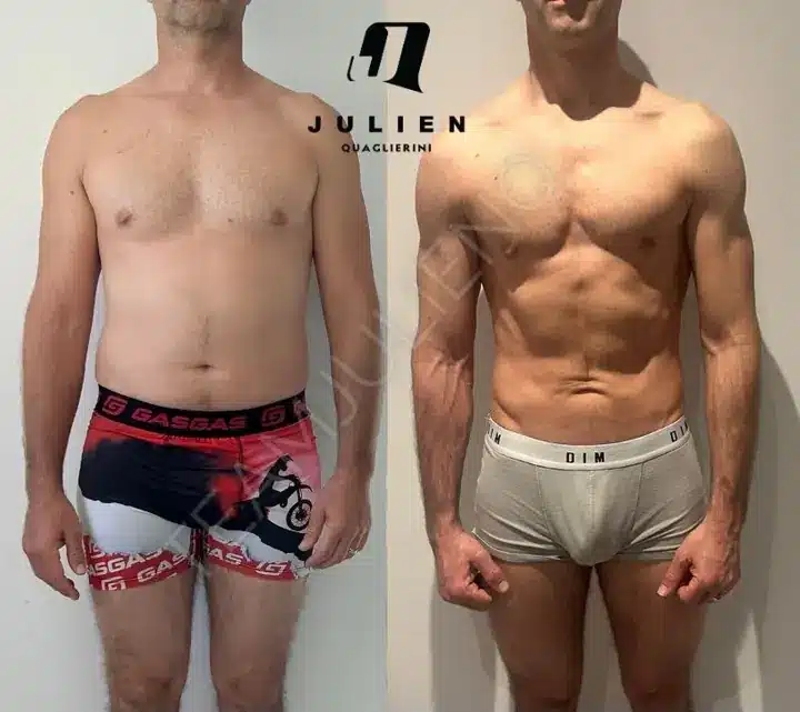 Olivier, avant et après avec les programmes de Julien Quaglierini