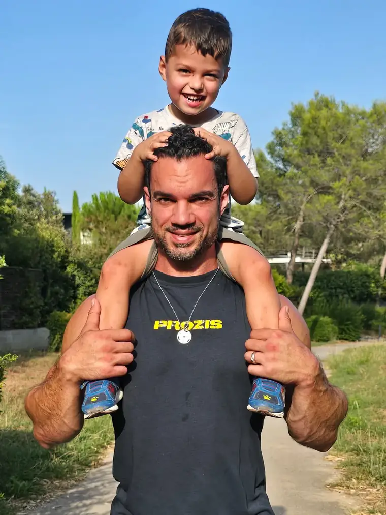 Julien Quaglierini avec son fils